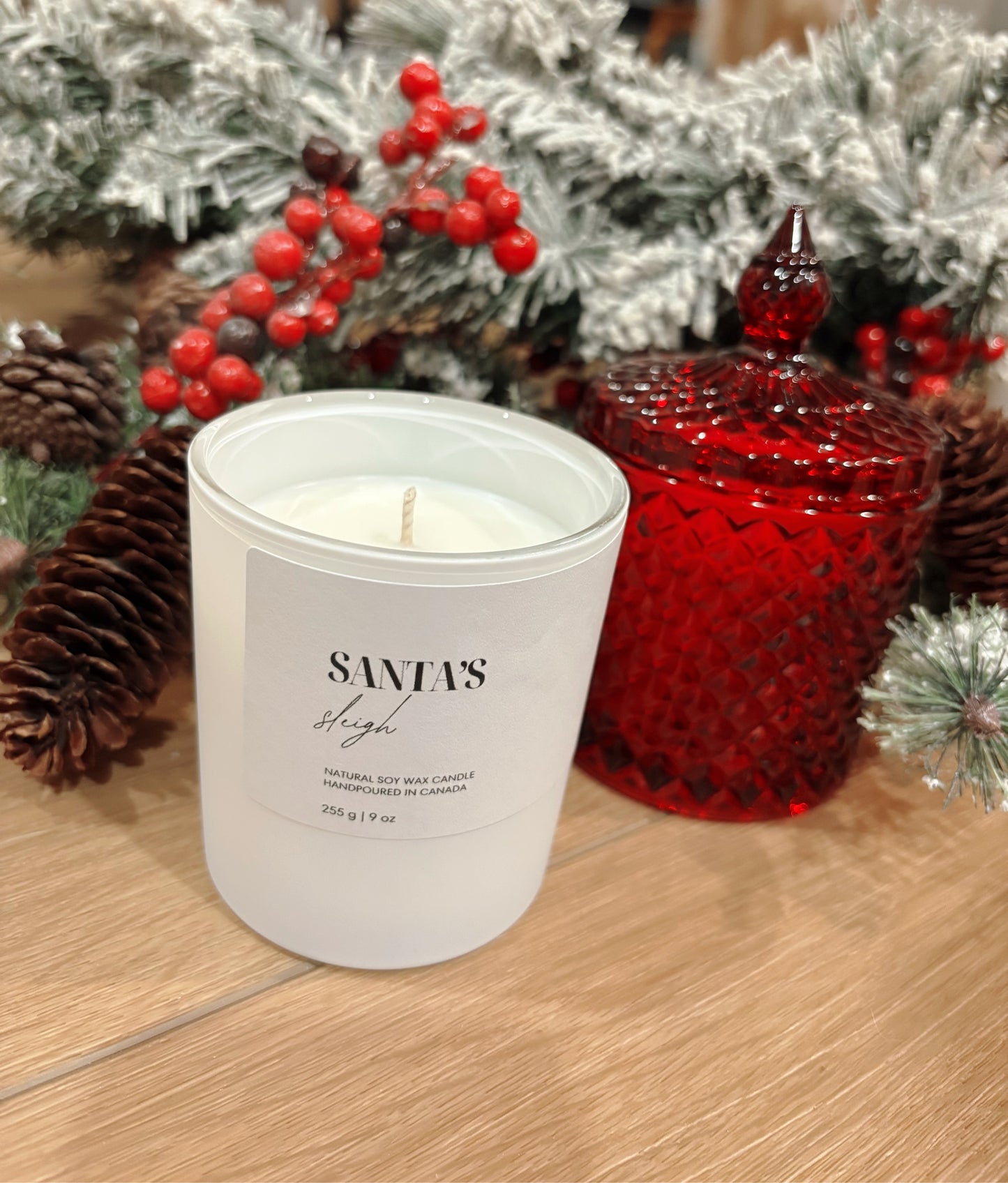 Holiday collection 9 oz candles matte white jar